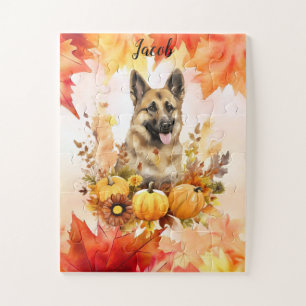 German Shepard in Autumn personalized Jigsaw Puzzle