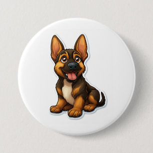 German Shepard Puppy 3 Inch Round Button