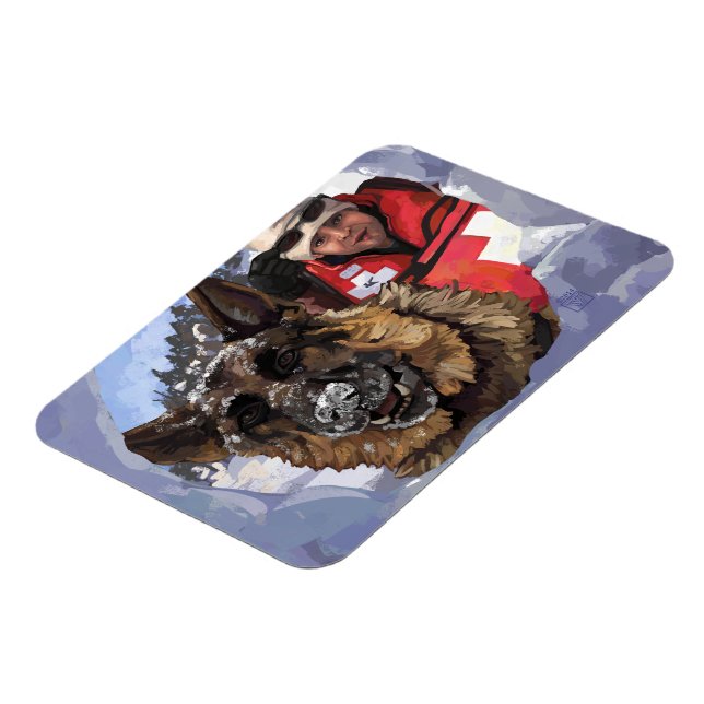 German Shepard Search and Rescue in the Snow Magnet (Left Side)