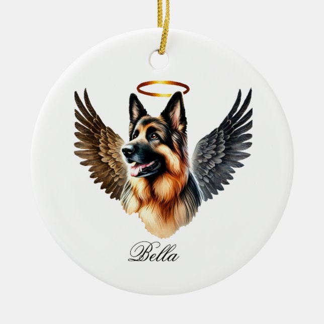 German Shepard Tan & Black Memorial Ceramic Ornament (Front)