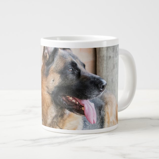 German Sheperd Resting By Water Basin Large Coffee Mug (Front Right)