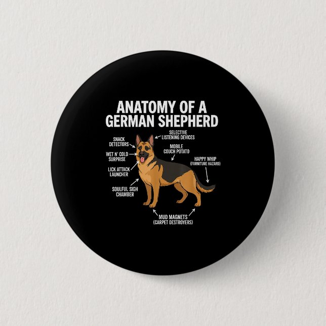 German Shepherd  2 Inch Round Button (Front)