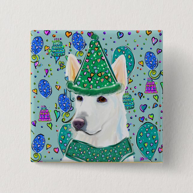 GERMAN SHEPHERD  2 INCH SQUARE BUTTON (Front)
