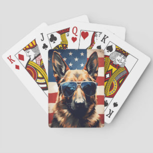 German Shepherd 4th of July Independence day Playing Cards