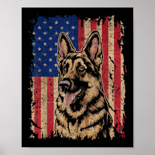 German Shepherd 4th Of July Patriotic Usa Independ Poster