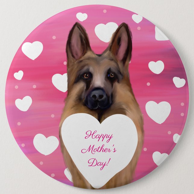 German Shepherd 6 Inch Round Button (Front)