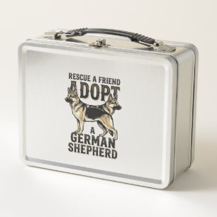 German Shepherd Adoption Vintage Rescue Dog Shirt Metal Lunch Box