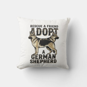 German Shepherd Adoption Vintage Rescue Dog Shirt Throw Pillow