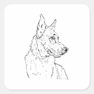 German Shepherd Alsatian Dog Art Square Sticker
