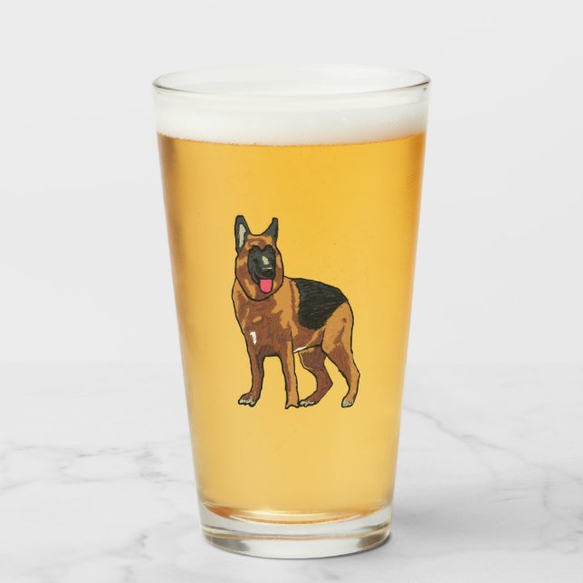 German Shepherd Alsatian Glass (Front Filled)