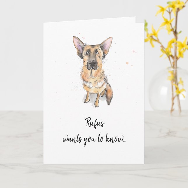 German Shepherd, Alsation customized Mother’s day Card (Yellow Flower)
