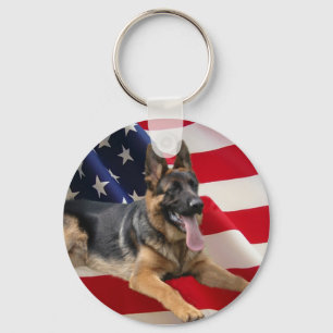 German Shepherd America Keychain