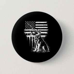 German shepherd american flag 4th of july dog love 2 inch round button