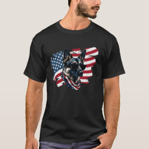 German Shepherd American Flag 4th Of July USA Cani T-Shirt