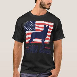 German Shepherd American Flag Ears Up System Armed T-Shirt