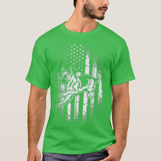 German Shepherd AMERICAN FLAG Patriotic Dog Rescue T-Shirt