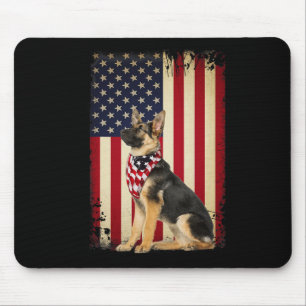 German Shepherd American Flag Shirt Independence 4 Mouse Pad