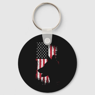 German Shepherd American Flag Shirt Usa Patriotic Keychain