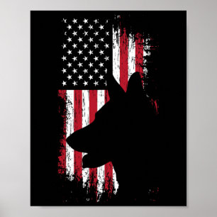 German Shepherd American Flag Shirt Usa Patriotic  Poster