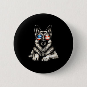 German Shepherd American Flag Sungles Patriotic 2 Inch Round Button