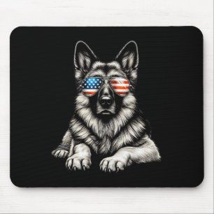 German Shepherd American Flag Sungles Patriotic  Mouse Pad