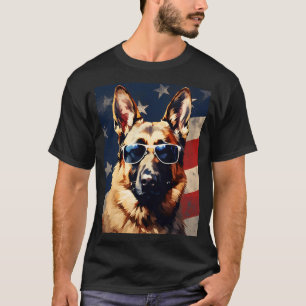 German Shepherd american flag T-Shirt