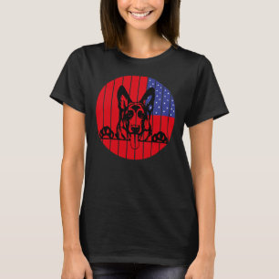 German Shepherd American Flag Usa Funny Patriotic  T-Shirt