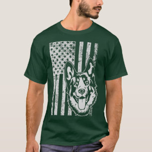 German Shepherd American USA Flag Dog Lover T-Shirt
