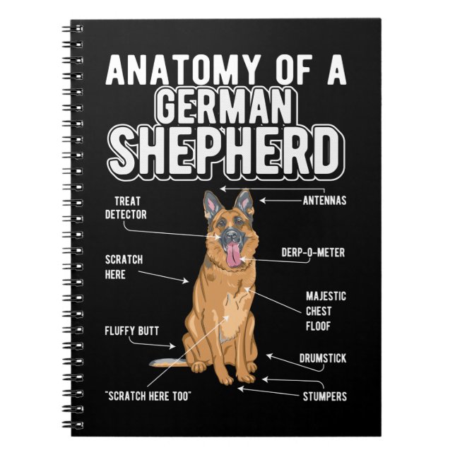 German Shepherd Anatomy Funny Dog Notebook (Front)