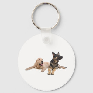 german shepherd and golden retriever keychain