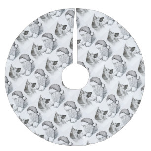 German Shepherd and Santa Brushed Polyester Tree Skirt