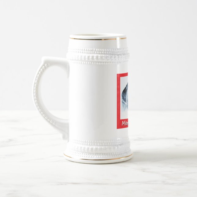 German Shepherd and Santa Claus Beer Stein (Left)