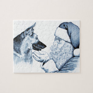 German Shepherd and Santa Claus Jigsaw Puzzle