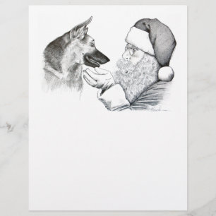 German Shepherd and Santa Claus Letterhead