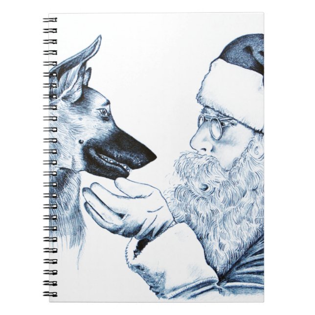 German Shepherd and Santa Claus Notebook (Front)