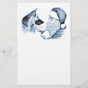 German Shepherd and Santa Claus Stationery