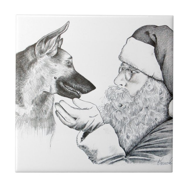 German Shepherd and Santa Tile (Front)