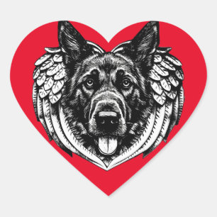 German shepherd Angel dog head pet art  Heart Sticker