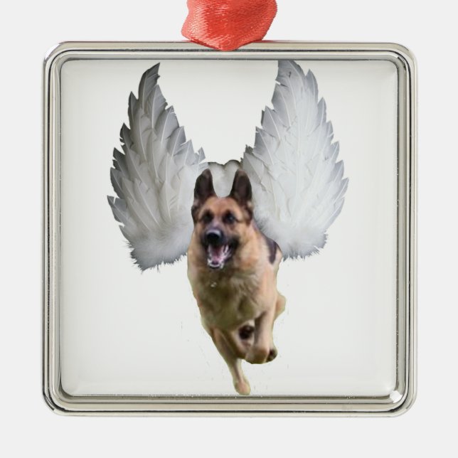 German Shepherd Angel Metal Ornament (Front)