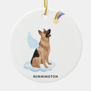 German Shepherd Angel Personalize Pet Dog Memorial Ceramic Ornament