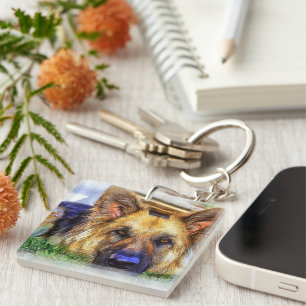 German Shepherd Art Keychain