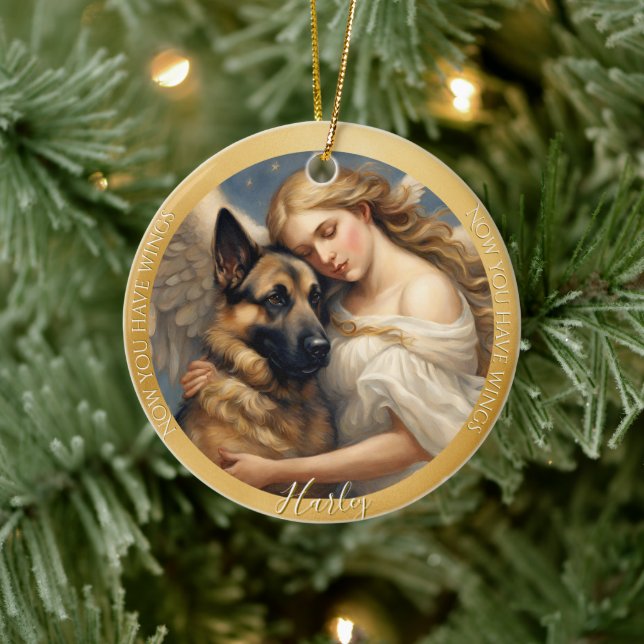  German Shepherd Art Photo Keepsake Christmas Ceramic Ornament (Tree)