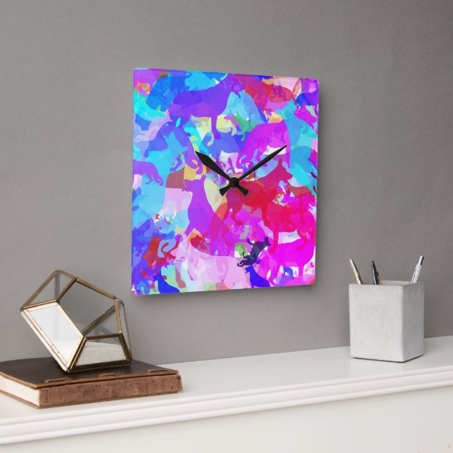 German Shepherd Art Square Wall Clock (Office)