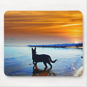 German Shepherd at sunset  Mouse Pad