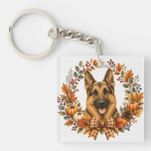 German Shepherd Autumn Keychain