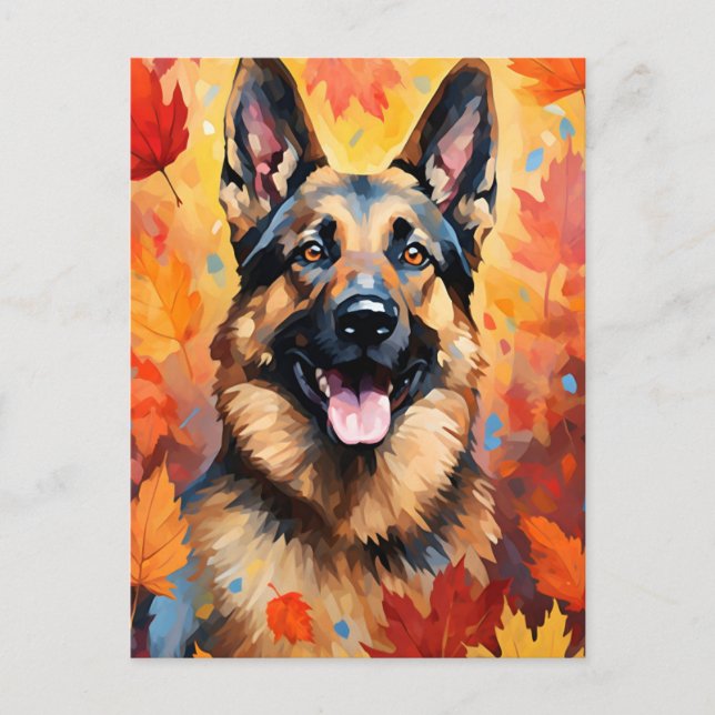 German Shepherd Autumn Thanksgiving  Postcard (Front)