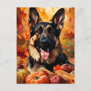 German Shepherd Autumn Thanksgiving  Postcard