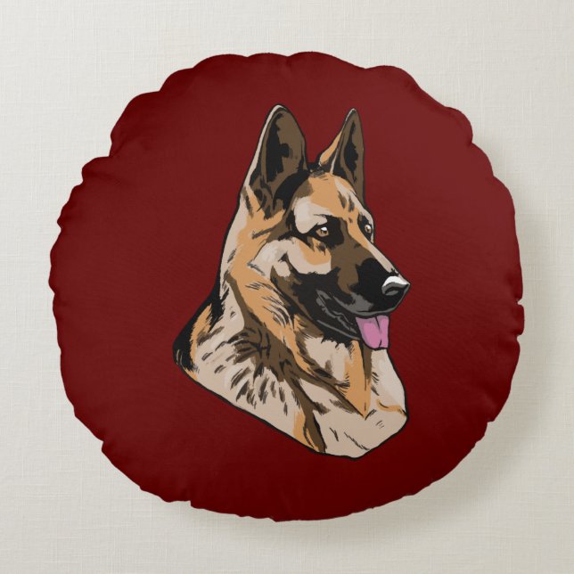 German Shepherd Awesome Guard Dog Round Pillow (Front)