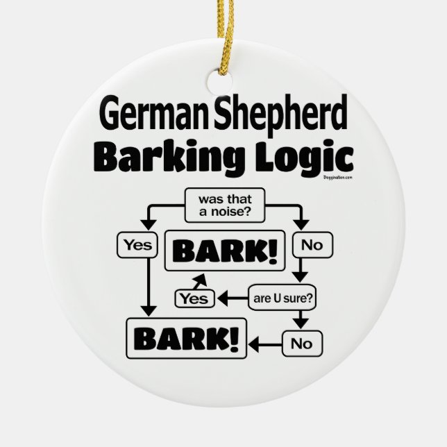 German Shepherd Barking Logic Ceramic Ornament (Front)