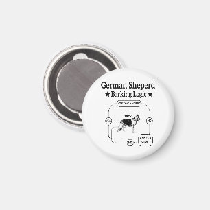 German Shepherd Barking Logic Funny Dog Sarcastic Magnet